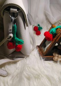Cute Crochet Cherry Keychain