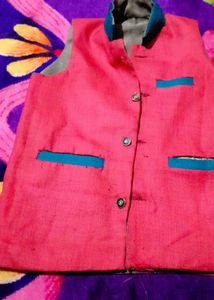 Pink &amp; Gray  Accent Nehru Vest