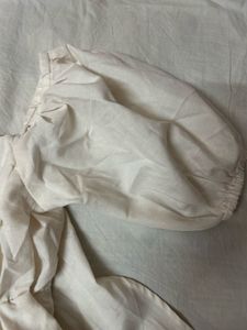 White Puff Sleeve Peplum Top