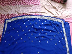 Royal Blue Embellished Saree