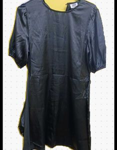 Black Satin Wrap Dress