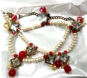 Pearl &amp; Blue Stone Necklace