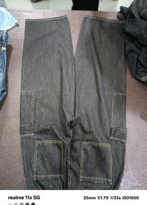 Y2K Style Dark Wash Cargo Jeans