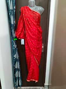 Red Stone Work Saree
