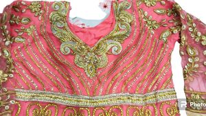 Fish Cut Type Long Frock Pink Colour