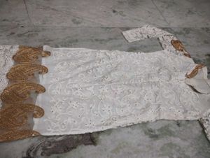 Elegant White &amp; Gold Embroidered Kurti