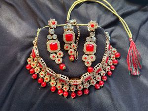 Red &amp; Gold Indian Jewelry Set