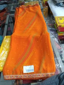 Orange Printed Saree