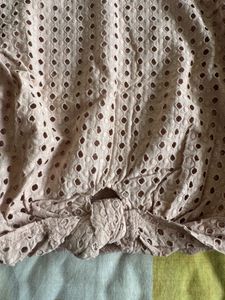 Pink Eyelet Tie-Front Top