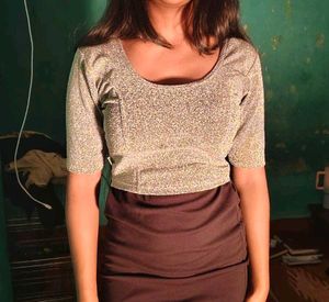 Sparkly Silver Crop Top