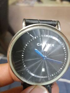 Cartier Watch - Black Leather Strap
