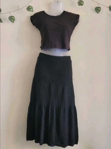 Black Woolen Aline Skirt