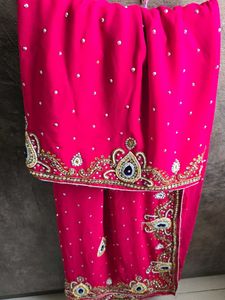 Pink Embellished Saree