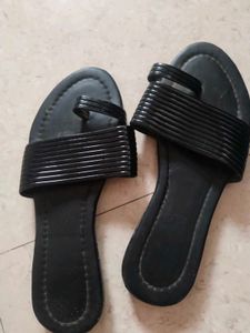 Sleek Black Slip-On Sandals