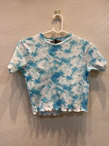 Blue Tie-Dye Crop Top