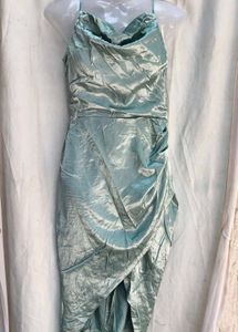 14171. Silky Green Cowl Neck Dress