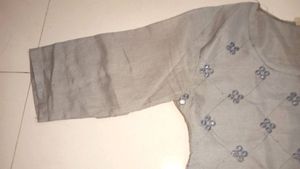 Grey kurti With Mirror Work