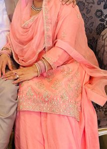 Peach Embroidered Sharara Suit