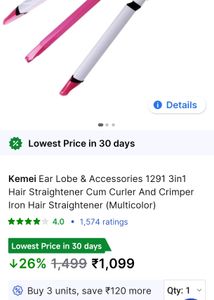 Kemei Brand 3 In 1 New Hair Straightener