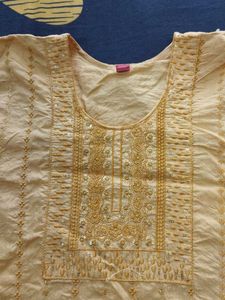 Yellow Embroidered Kurta With Trousers