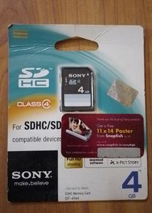 Brand New Sony SDHC Memory Card 4 GB