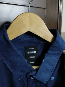 Spykar Men Blue Printed Casual Shirt