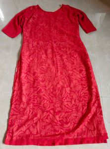 Red Embroidered Kurta