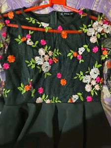 Shein Black Floral Peplum Top