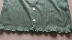 Olive Green Ribbed Button-Up Top