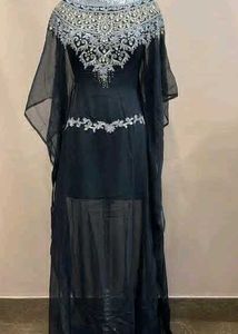 STONE WORK BLACK NET KAFTAN
