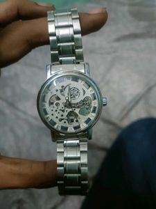 Silver Skeleton Watch