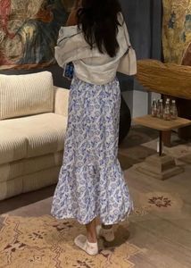 Blue &amp; White Printed Maxi Dress