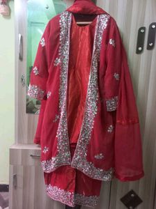 Red Embroidered Kurta Set