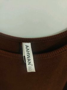 Aahwan Solid Brown Bodycon Midi Dress