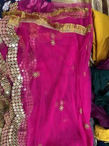 Pink & Gold Embellished Dupatta
