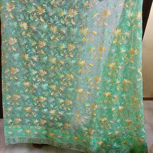 Elegant Green Floral Saree