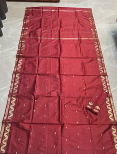 Maroon &amp; Gold Silk Saree- New