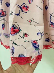Floral Dress with Lace Trim