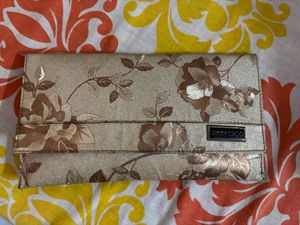 Golden Flower Printed Clutch