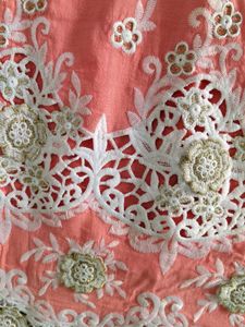 Peach Embroidered Kurta With Chikankari Pant