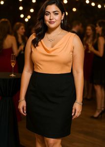 Chic Peach & Black Dress