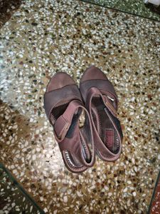 Wine Wedge Heel Sandals