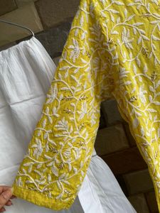 Yellow Embroidered Kurta Sharara Set