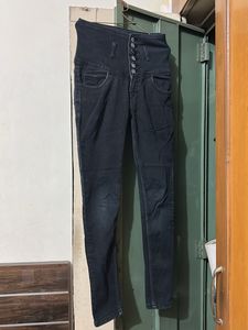 High Waist Button Jeans