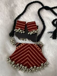 Ethnic Fabric & Bell Jewelry Set