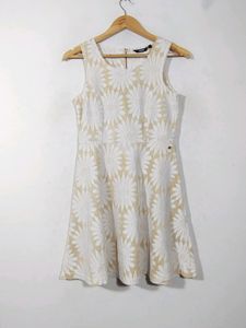 Nuon Cream And Brown Floral Printed Dress (Women)