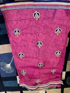 Pink White Saree For Festival And Weeding
