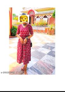 Elegant red Lotus Printed Dress