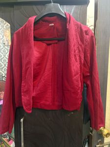 Bright Red Crop Blazer