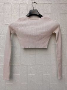 New With Tag Korean Ribbed Crop Top - Long Sleeve